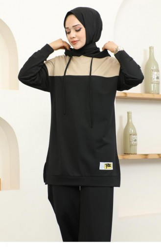 2073Mg Hooded Sports Suit Black 16831