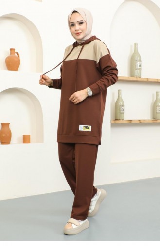2073Mg Hooded Sports Suit Brown 16832