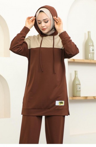 2073Mg Hooded Sports Suit Brown 16832