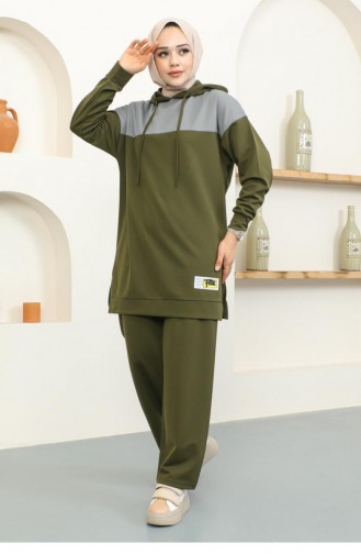 2073Mg Hooded Sports Suit Khaki 16833