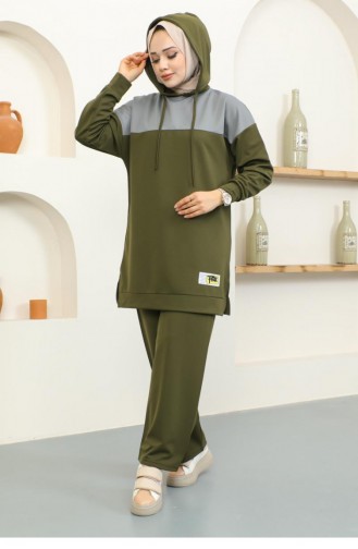 2073Mg Hooded Sports Suit Khaki 16833