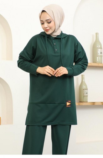 2074Mg Snap Fasten Sports Suit Emerald Green 16835