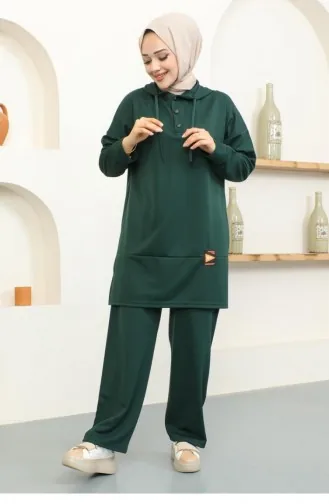 2074Mg Combinaison De Sport à Boutons-pression Vert émeraude 16835