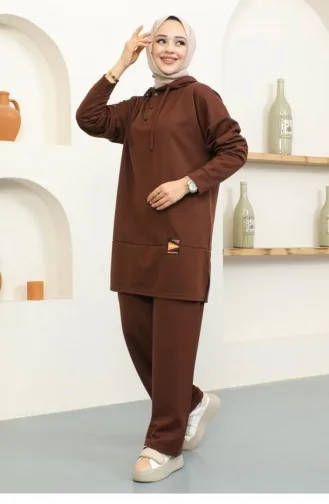2074Mg Combinaison De Sport à Boutons-pression Marron 16838