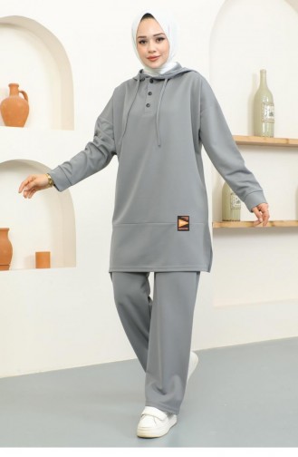 2074Mg Snap Fasten Sports Suit Gray 16840