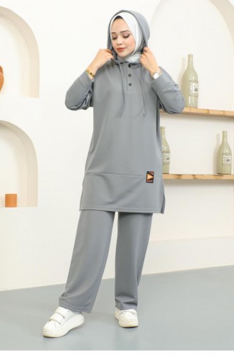 2074Mg Snap Fasten Sports Suit Gray 16840