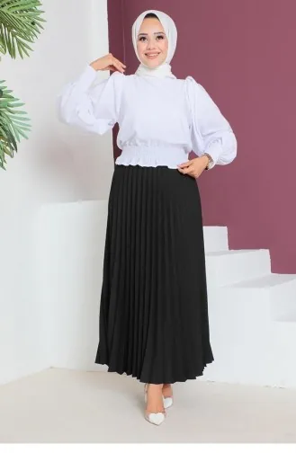 5054Nrs Jupe Plissée Noir 9245