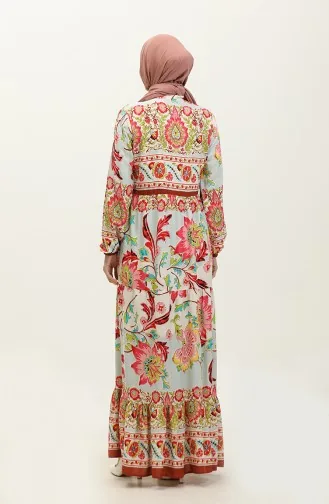 Alaçatı Viscosejurk Met Patroon 0334-01 Beige Groen 0334-01