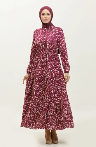 Feray Önden Düğmeli Viskon Elbise 0339-03 Mor