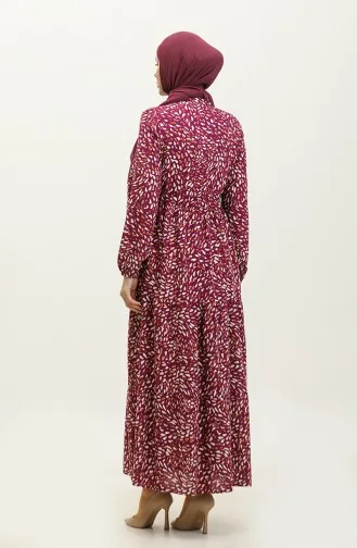 Feray Önden Düğmeli Viskon Elbise 0339-03 Mor