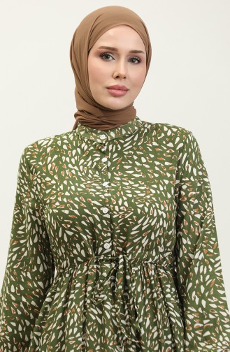 Feray Front Buttoned Viscose Dress 0339-04 Khaki 0339-04