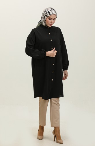 Full-length Buttoned Tunic 1313-01 Black 1313-01