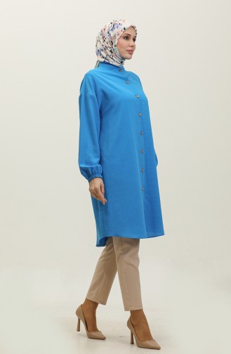 Full-length Buttoned Tunic 1313-03 Blue 1313-03