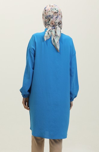 Full-length Buttoned Tunic 1313-03 Blue 1313-03