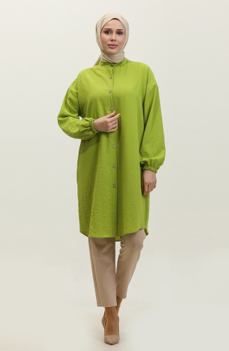 Full-length Buttoned Tunic 1313-07 Pistachio Green 1313-07