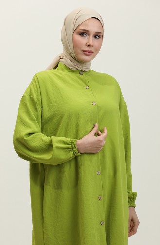 Full-length Buttoned Tunic 1313-07 Pistachio Green 1313-07