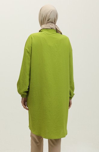 Full-length Buttoned Tunic 1313-07 Pistachio Green 1313-07