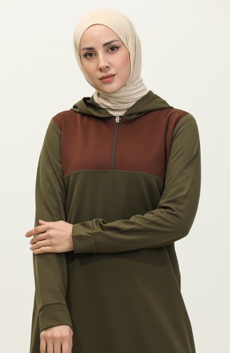 Doppelanzug Mit Kapuze Und Reißverschluss 3021-02 Khaki 3021-02