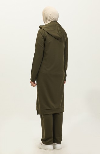 Hooded Zippered Two Piece Suit 3021-02 Khaki 3021-02