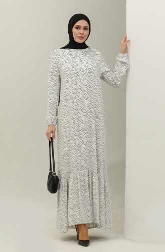 Robe Viscose Plissée à Pois 2064-01 Blanc 2064-01