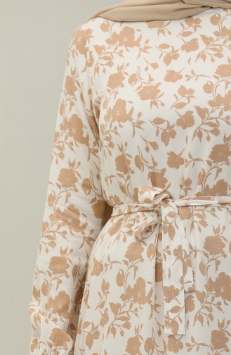 Floral Viscose Dress 2065-04 Ecru 2065-04