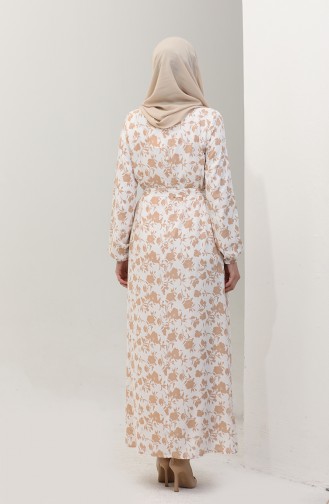 Floral Viscose Dress 2065-04 Ecru 2065-04