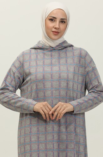 Respiro Hooded Jacquard winter Tunic 8703-02 Gray Blue 8703-02