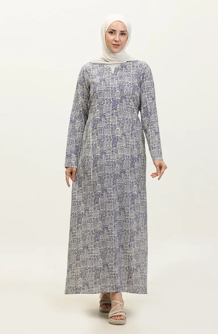 Robe En Tissu Şile 0235-02 Bleu Crème 0235-02