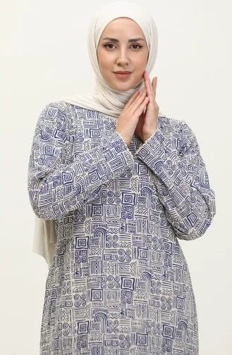 Robe En Tissu Şile 0235-02 Bleu Crème 0235-02