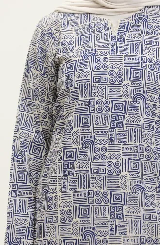 Robe En Tissu Şile 0235-02 Bleu Crème 0235-02