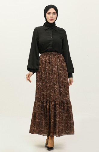 Shirred Voile Skirt 0343-01 Brown 0343-01