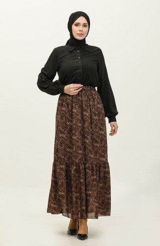 Shirred Voile Skirt 0343-01 Brown 0343-01