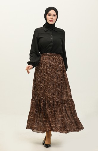 Shirred Voile Skirt 0343-01 Brown 0343-01