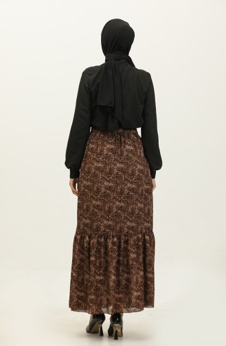 Shirred Voile Skirt 0343-01 Brown 0343-01