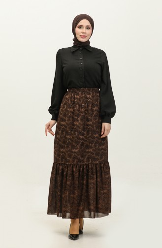 Shirred Voile Skirt 0343-02 Dark Brown 0343-02