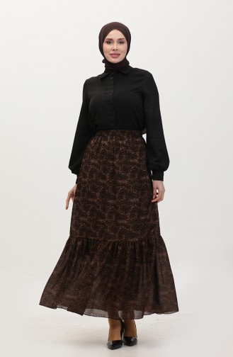 Shirred Voile Skirt 0343-02 Dark Brown 0343-02