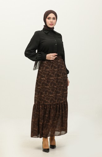 Shirred Voile Skirt 0343-02 Dark Brown 0343-02