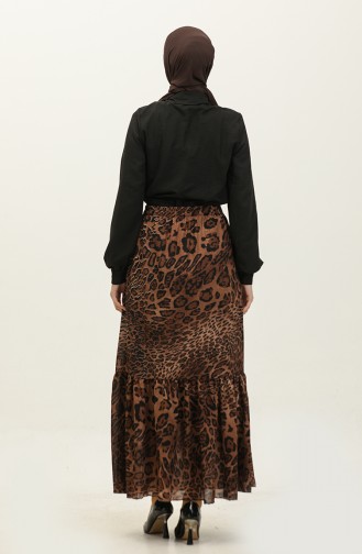 Shirred Voile Skirt 0343a-01 Brown 0343A-01