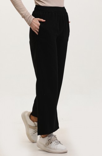 Washed Wide Leg Jeans Trousers 6001-04 Black 6001-04