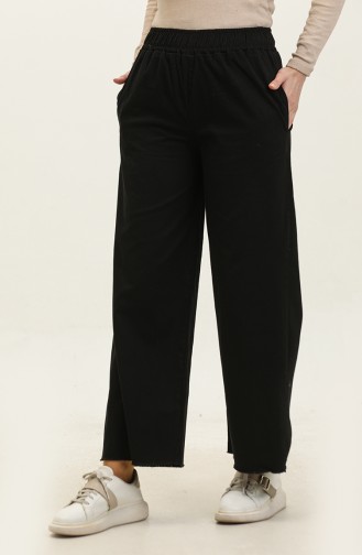 Washed Wide Leg Jeans Trousers 6001-04 Black 6001-04
