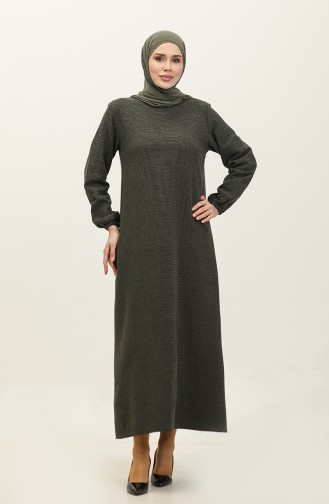 فستان طويل للمحجبات 0307A-02 أخضر عسكري 0307A-02