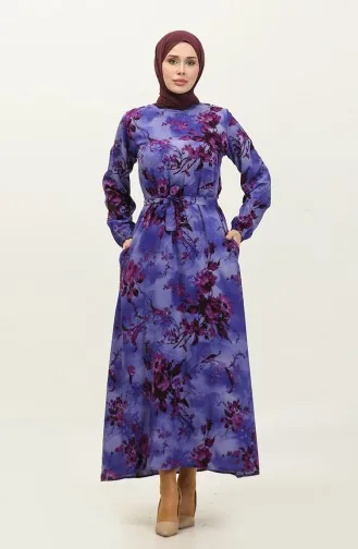 Ahsen Viscosejurk Met Bloemenpatroon 0329-09 Paars Pruim 0329-09