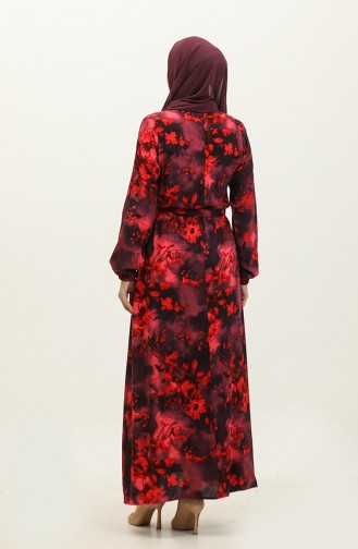 فستان فيسكوز بتصميم مورّد من احسن 0329-11 لون كحلي وأحمر 0329-11