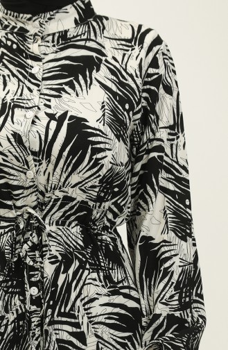 Rana Palm Pattern Viscose Dress 0342-02 Black Beige 0342-02