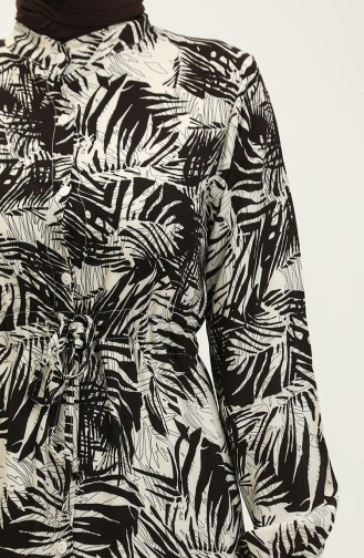Rana Palm Pattern Viscose Dress 0342-03 Brown Beige 0342-03