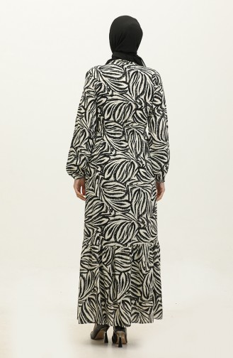 رنا بالمي فستان فيسكوز بتصميم مُطبع 0342A-02 لون أسود وبيج 0342A-02