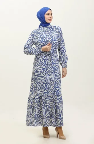 Rana Palm Pattern Viscose Dress 0342a-04 Saxe Beige 0342A-04