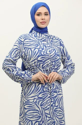 Rana Palm Pattern Viscose Dress 0342a-04 Saxe Beige 0342A-04