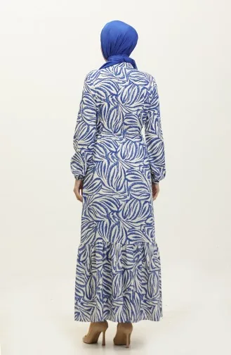 Rana Palm Pattern Viscose Dress 0342a-04 Saxe Beige 0342A-04