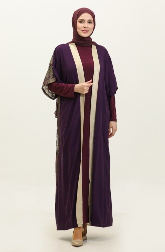 Plus Size Dress Abaya Two Piece Suit 8105-04 Purple 8105-04